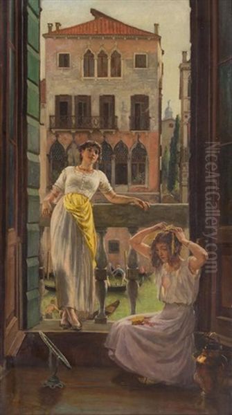 On The Piazza Oil Painting by Edward John Poynter