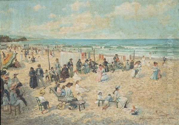 Playa Del Sardinero, Santander Oil Painting by Miguel Pradilla Gonzalez