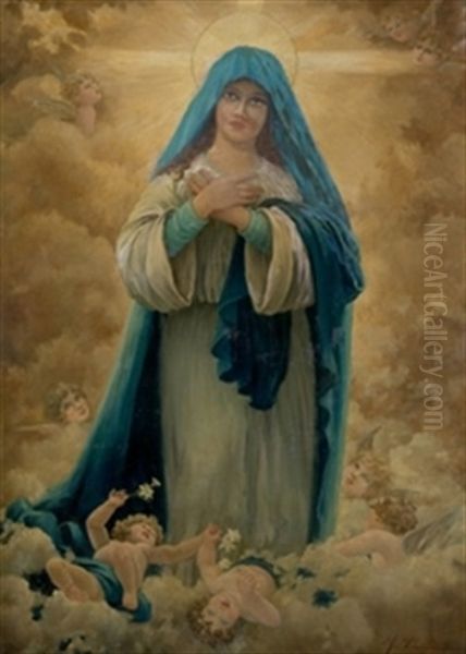 Inmaculada Oil Painting by Miguel Pradilla Gonzalez