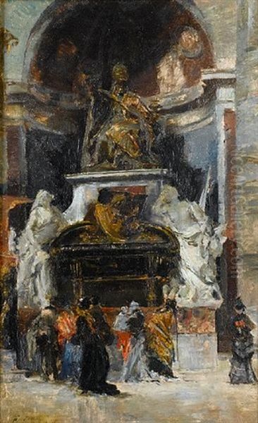 Interior De La Basilica De San Pedro, Monumento Al Papa Urbano Viii, Vaticano Oil Painting by Francisco Pradilla y Ortiz