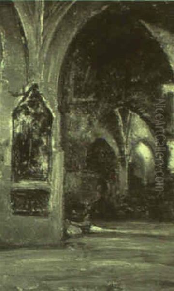 Interior De Iglesia Oil Painting by Francisco Pradilla y Ortiz