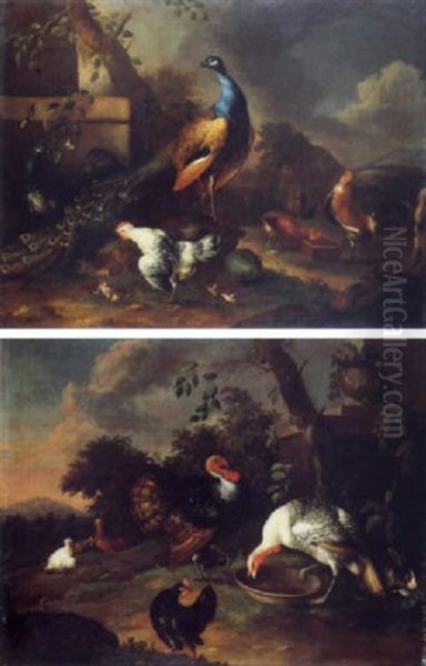 Oiseaux Dans Un Parc Oil Painting by Wenzel Ignaz Prasch