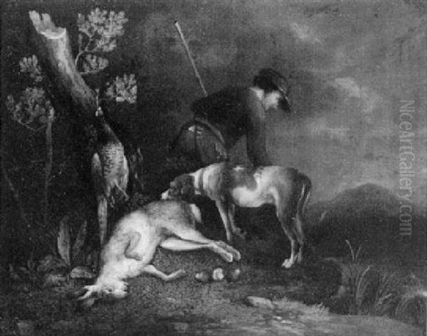 Ein Jager Mit Seiner Jagdbeute In Einer Waldlandschaft Oil Painting by Wenzel Ignaz Prasch