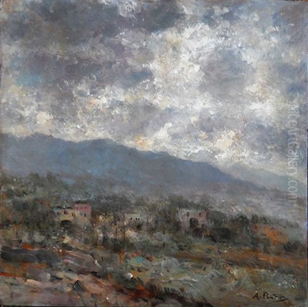 Controluce In Costiera Oil Painting by Attilio Pratella