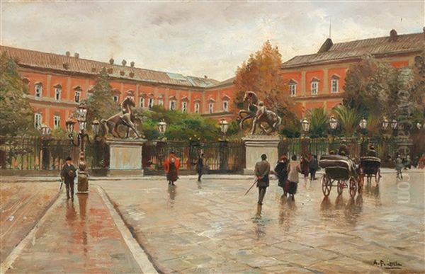 Palazzo Reale In Naples Oil Painting by Attilio Pratella