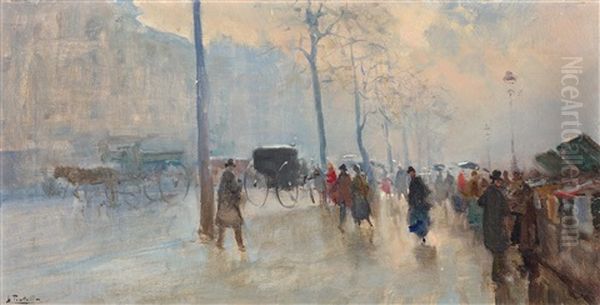 Bouquinistes, Paris Oil Painting by Attilio Pratella