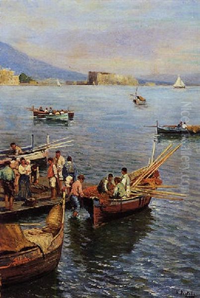 Napoli Da Mergellina Oil Painting by Attilio Pratella