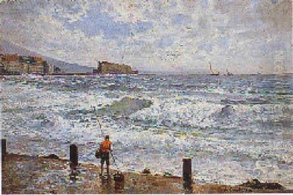Pescatore A Mergellina Oil Painting by Attilio Pratella