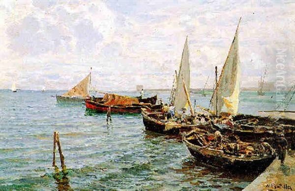 Barche Ad Ischia Oil Painting by Attilio Pratella