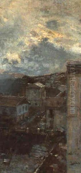 Effetto Di Pioggia Oil Painting by Attilio Pratella