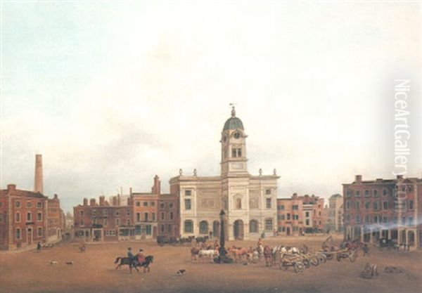 A View Of Derby Market Oil Painting by Henry Lark Pratt