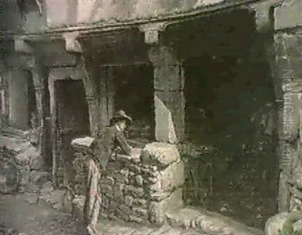 Watching The Blacksmith Oil Painting by Jonathan Pratt