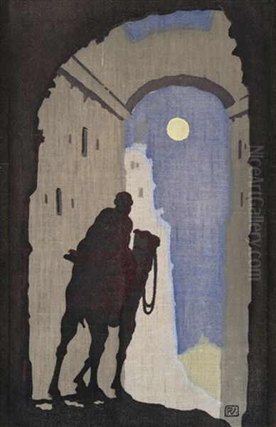 Camel Rider (jezdec Na Velbloudu) Oil Painting by Vojtech Adalbert Preissig