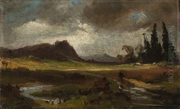 Landschaftsstudie Oil Painting by Friedrich Johann C.E. Preller the Elder
