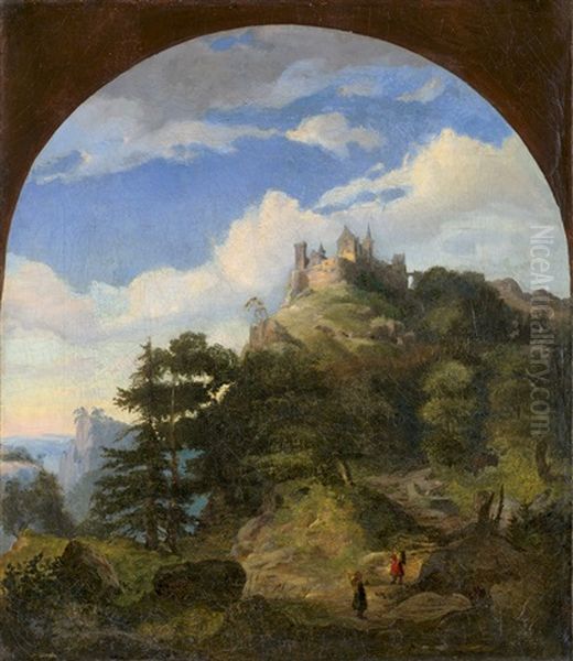 Blick Auf Die Wartburg Im Sonnenlicht Oil Painting by Friedrich, the younger Preller