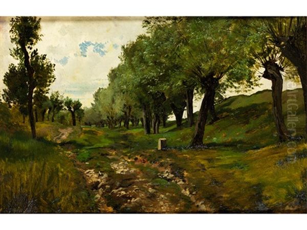 Sommerliche Allee Oil Painting by Friedrich, the younger Preller