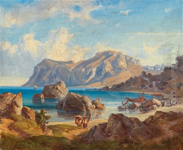 Gulf Of Nafplio Oil Painting by Friedrich, the younger Preller