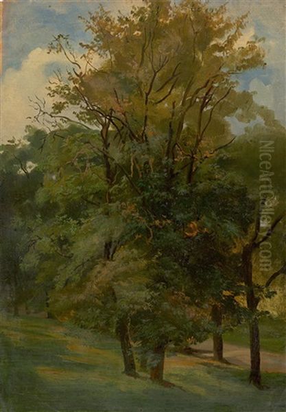 Trees Near Weimar Oil Painting by Friedrich, the younger Preller