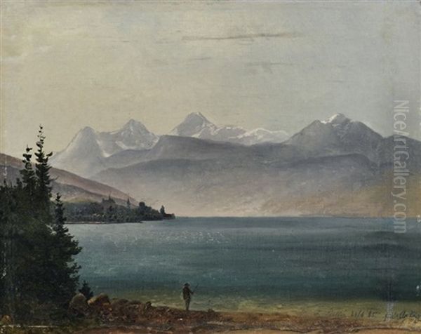 Blick Auf Den Thunersee Mit Interlaken Und Eiger, Monch Und Jungfrau Oil Painting by Friedrich, the younger Preller