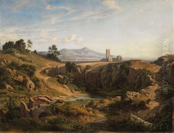 The Colli Albani With Monte Cavo Oil Painting by Friedrich, the younger Preller