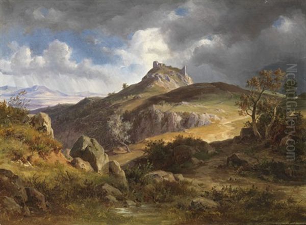 Blick Auf Die Burgruine Von Canossa Oil Painting by Friedrich, the younger Preller