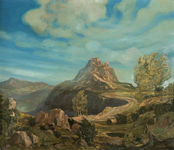 Blick Auf Die Ruine Der Burg Canossa Oil Painting by Friedrich, the younger Preller