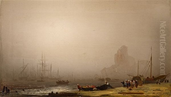 Strandszene Im Nebel Oil Painting by Friedrich, the younger Preller