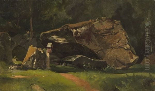 Groser Findling Mit Marterl Oil Painting by Friedrich, the younger Preller