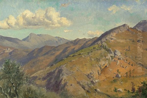 Berglandschaft Zwischen Civitella Und Roiate Mit Blick Auf Den Monte Serrone Oil Painting by Friedrich, the younger Preller