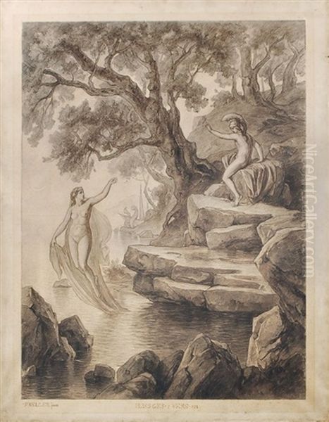 Szene Aus Der Ilias, Ges. 1, Vers 428 (thetis Trostet Achill) Oil Painting by Friedrich, the younger Preller