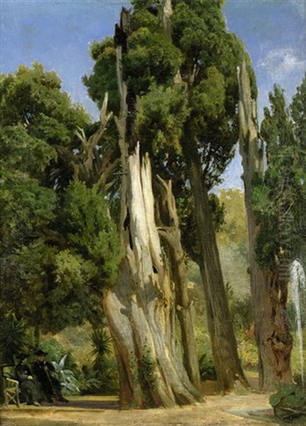 In Der Villa D'este In Tivoli Oil Painting by Friedrich, the younger Preller