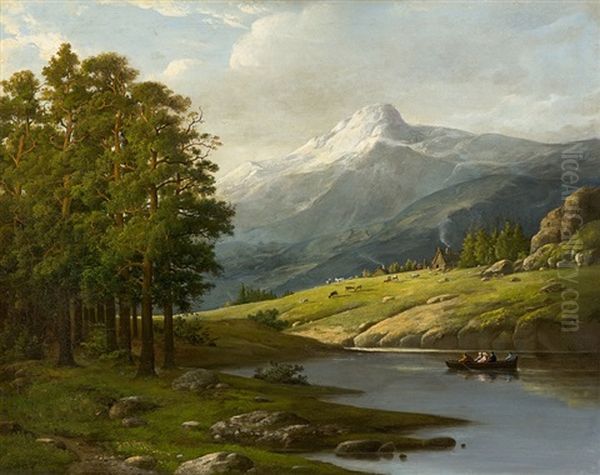 Alpine Idyll Oil Painting by Friedrich, the younger Preller