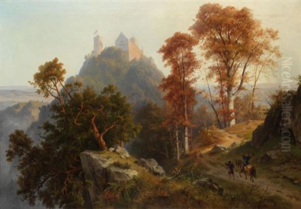 Wartburg, Herbstmorgen Oil Painting by Friedrich, the younger Preller
