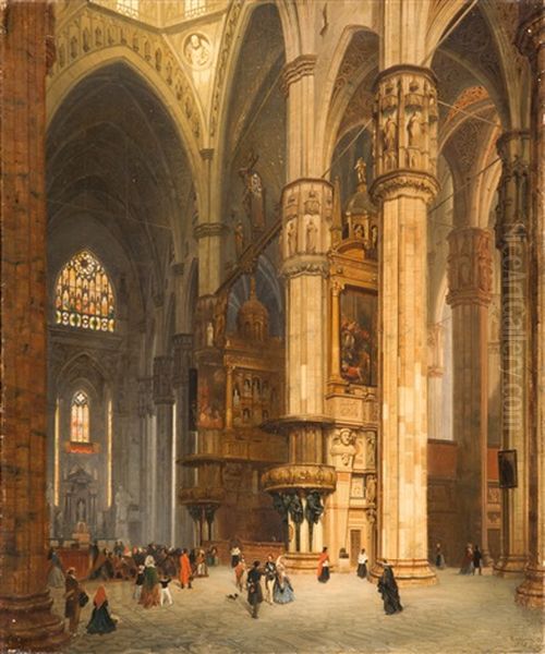 Interno Del Duomo Oil Painting by Luigi (Ludwig Osipovich) Premazzi