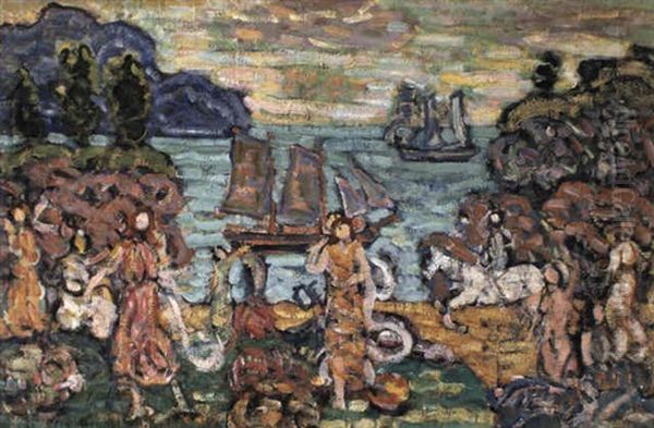 On The Shore Oil Painting by Maurice Prendergast