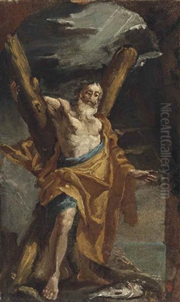 Saint Andrew - A Bozzetto Oil Painting by Mattia Preti