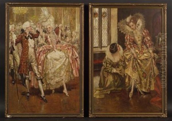 At The Ball (+ Tending To Her Majesty; 2 Works) Oil Painting by Norman Mills Price