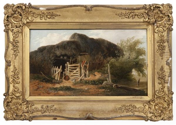 A Tumbledown Shed By A Stream Oil Painting by Alfred Priest