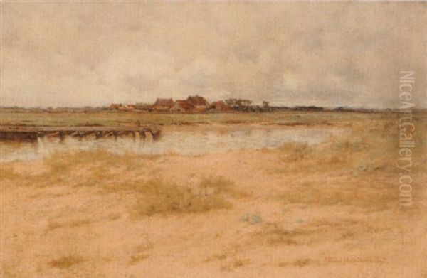 A Suffolk Landscape Oil Painting by Arnold Priestman