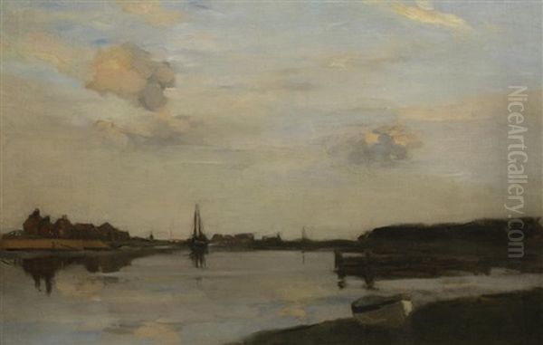 Suffolk Estuary Oil Painting by Bertram Walter Priestman