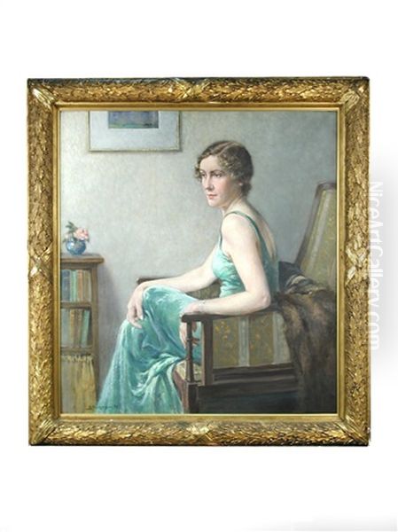 Portrait Of Miss Kathleen Bell Oil Painting by Bertram Walter Priestman