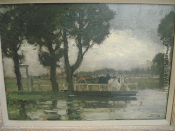 The River Ferry Oil Painting by Bertram Walter Priestman