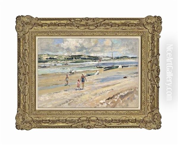 A Day At The Beach Oil Painting by Bertram Walter Priestman