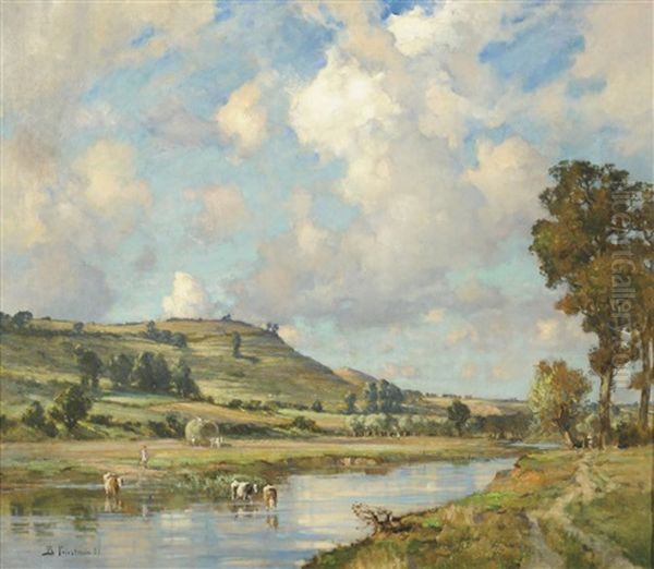 The Severn From Lickhill Manor, Stourport Oil Painting by Bertram Walter Priestman