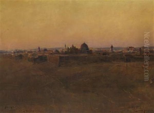 Jerusalem From The Mt. Of Olives Oil Painting by Bertram Walter Priestman