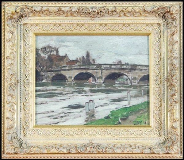 Bridge Over The Stour River Oil Painting by Bertram Walter Priestman