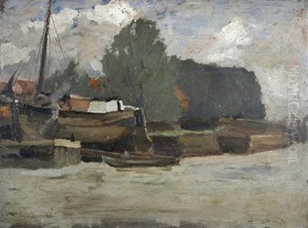 Near Dordrecht, Holland Oil Painting by Bertram Walter Priestman