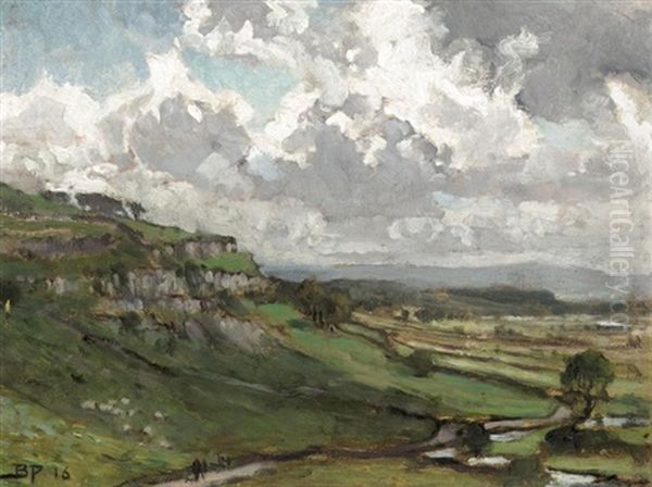 The Angler (+ Green Valley; Pair) Oil Painting by Bertram Walter Priestman