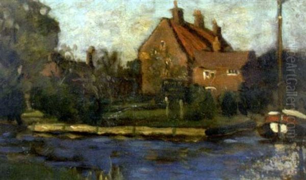On The Norfolk Broads Oil Painting by Bertram Walter Priestman