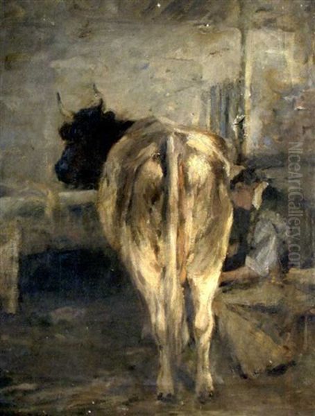 Milking Time Oil Painting by Bertram Walter Priestman
